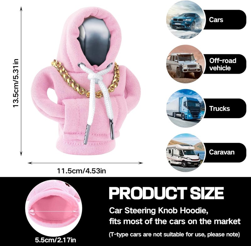 PLALEI Gear Shift Hoodie, Funny Car Gear Shift Cover, Cute Car Shift Knob Hoodie, Automotive Interior Accessories, Universal Fit Knob Cover Gift (Pink) - Image 2